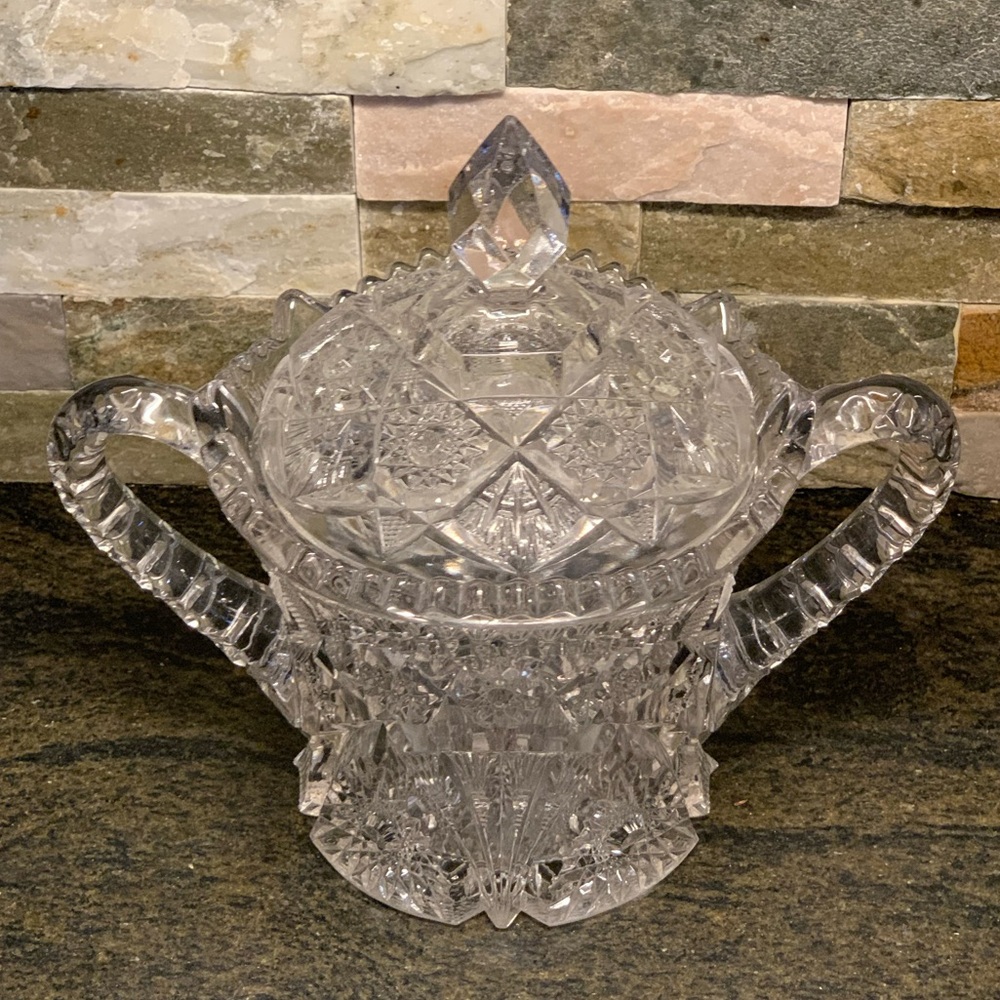 EAPG | Heavy Pressed Glass Lidded Biscuit Jar